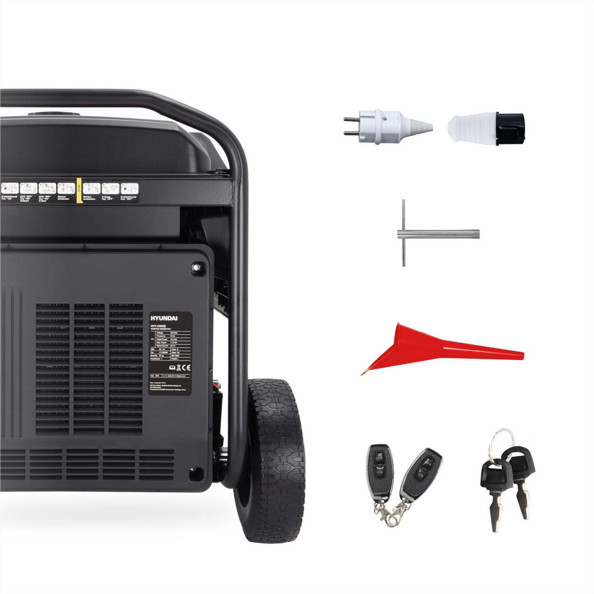 INVERTER-GENERATOR HY11000iE (11.0 kW, E-START, 2 x 230V, ECO-Modus) - Schwarz, Metall (68/55/58.5cm) - HYUNDAI