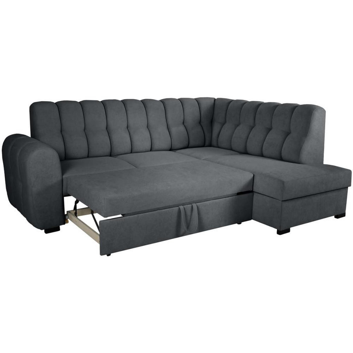 ECKSCHLAFSOFA Zoja rechts dunkelgrau - Dunkelgrau/Schwarz, Textil (261/193cm) - Beautysofa