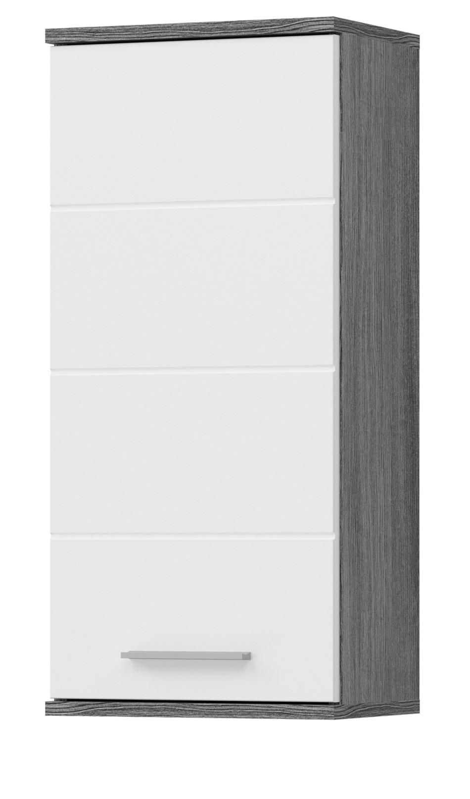 HÄNGESCHRANK weiß Hochglanz, grau, Badschrank mit 3 Fächern - Weiß Hochglanz/Silberfarben, Holzwerkstoff/Kunststoff (35/77/25cm) - Inn.Furn