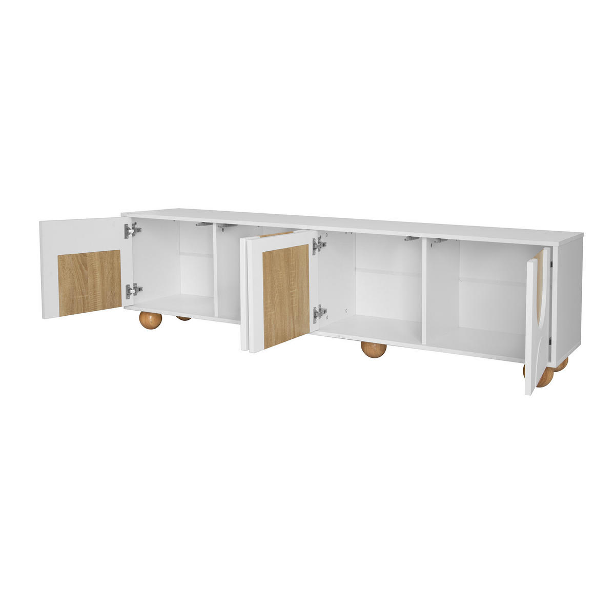 TV-SCHRANK mit 4 Türen 175 x 38 x 50 cm MDF Natur/Weiß - Weiß, Holzwerkstoff (38/50/175cm) - Beauniv