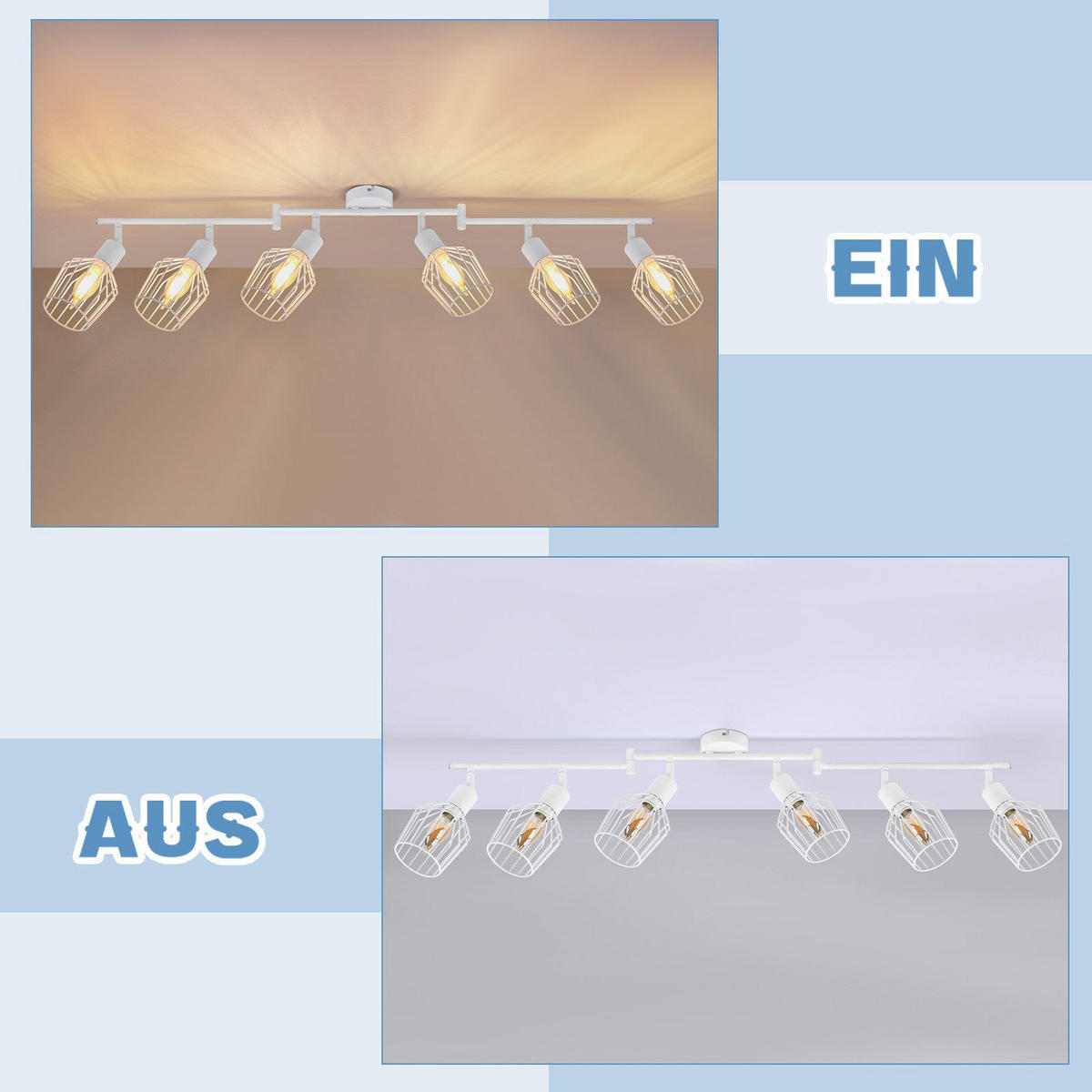 STRAHLER Franziska 6-flammig 122/20/10 cm - Weiß, Metall (122/20/10cm) - Nettlife