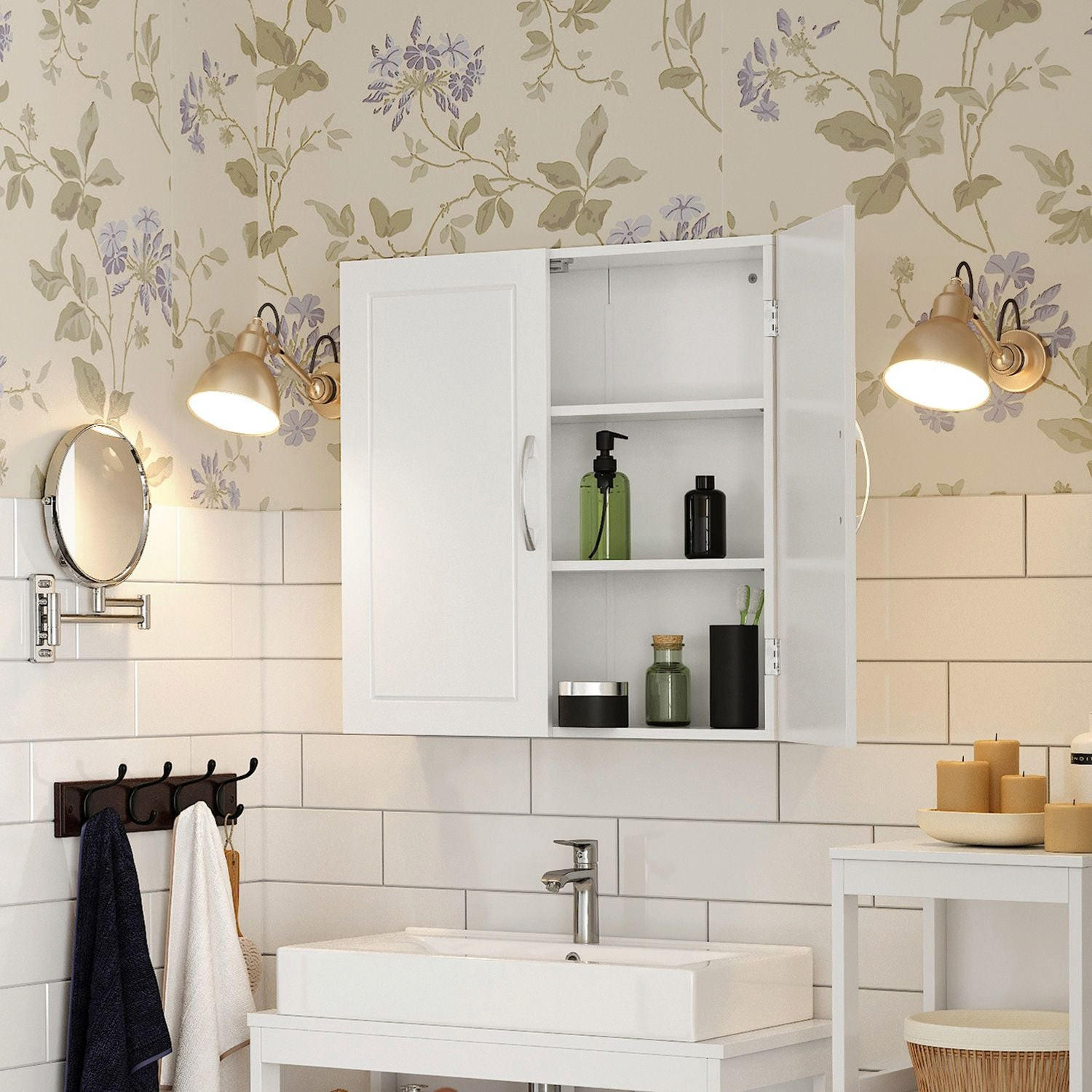 WANDSCHRANK BADEZIMMERSCHRANK - Weiß, Holzwerkstoff (18/60/60cm) - Hansiro