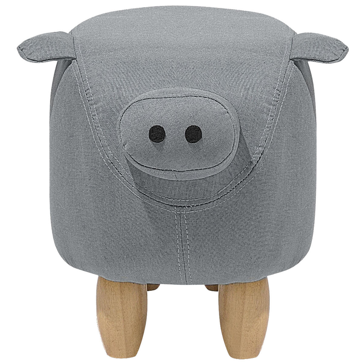 TIERHOCKER Piggy 32/50/35 cm - Grau, Kunststoff/Textil (50/35/32cm) - Beliani