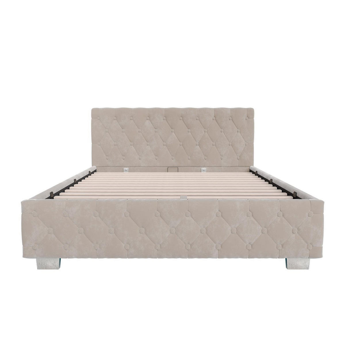 POLSTERBETT Nizza Beige 140x200 cm mit Matratze - Beige, Holz (140/200cm) - Juskys