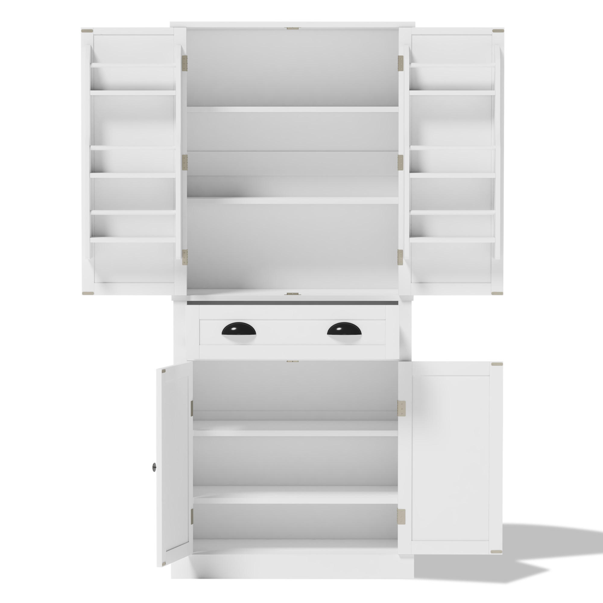 GESCHIRRSCHRANK 80/40/182 cm Weiß mit 4 Türen, 1 Schublade und 6 Staufächer - Weiß, Holz (80/182/40cm) - Oxeza
