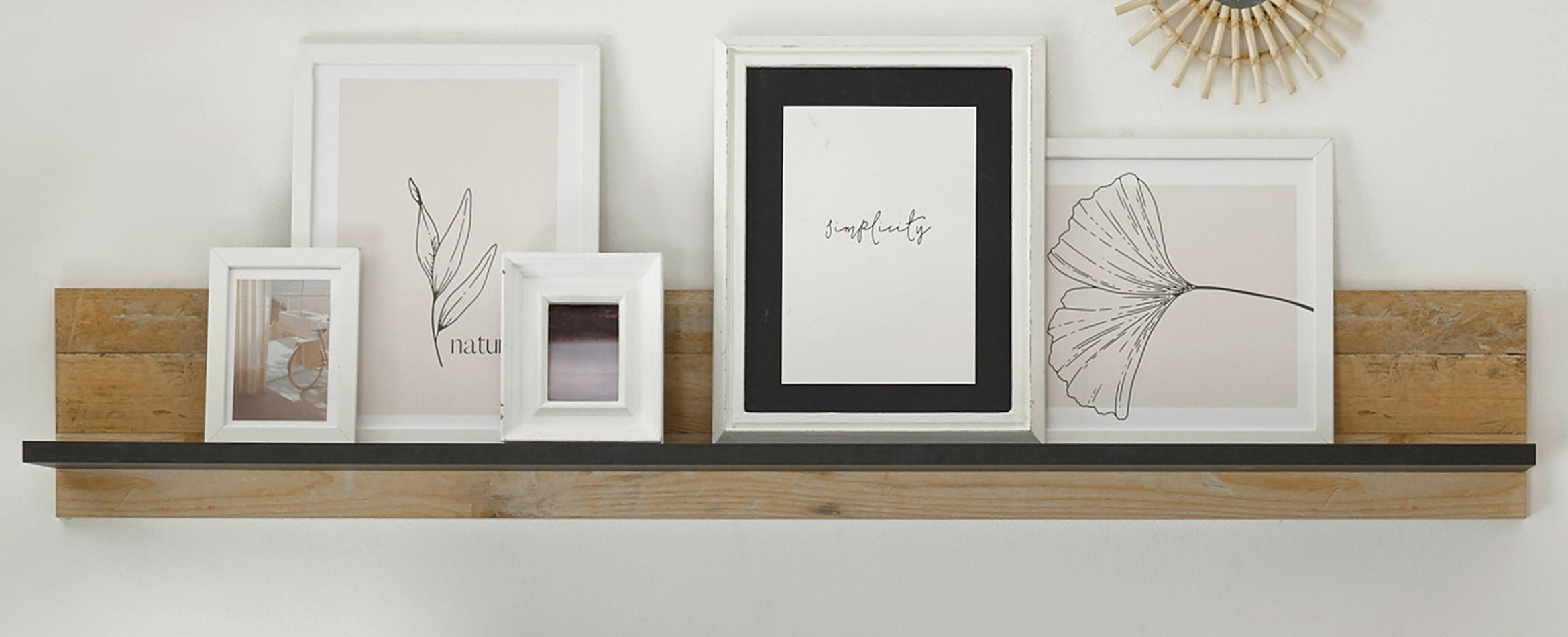 WANDBOARD Used Wood hell, Anthrazit, Wandregal 160 cm - Anthrazit, Holzwerkstoff (160/30/22cm) - Furn.Design