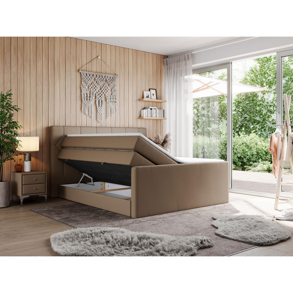 Thumbnail - MKS Boxspringbett, Braun, Textil, 2-Sitzer, H4, Rechteckig, 200x200 cm, Schlafzimmer, Betten, Boxspringbetten