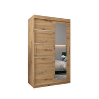SCHWEBETÜRENSCHRANK 200/120/62 2-türig - Silberfarben/Eiche Artisan, Holz/Kunststoff (120/200/62cm) - MÖBEL KRYSPOL
