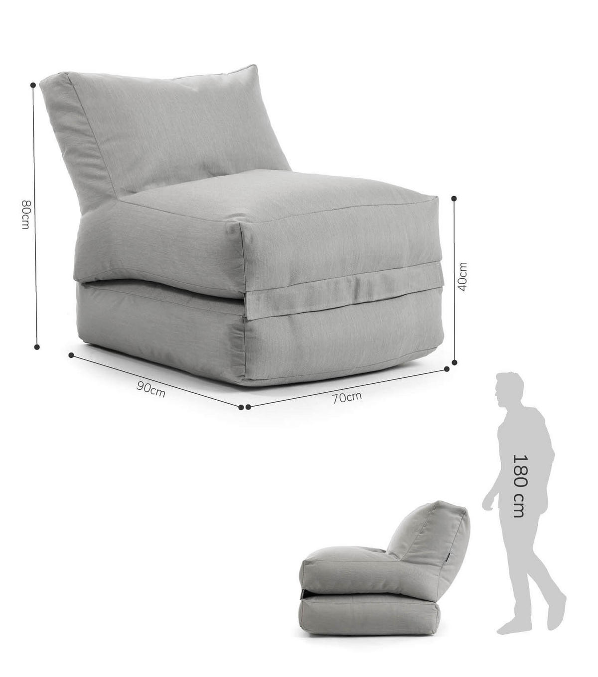 SITZSACK Der Summerdream - Hellgrau/Grau, Textil (70/80/90cm) - Mokebo