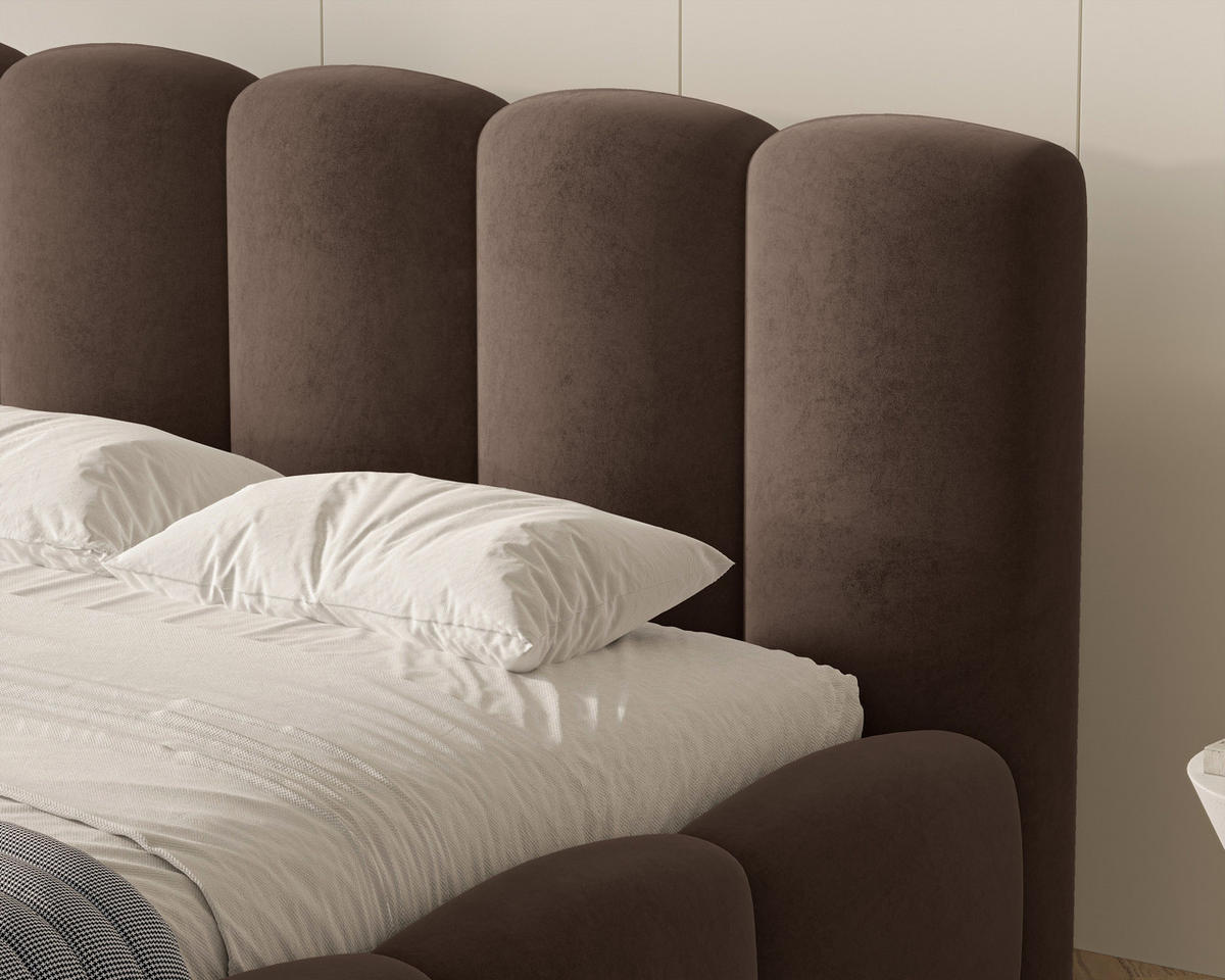 POLSTERBETT 18 - 140x200 cm – Riviera – Gepolstertes Bett mit Metall-Lattenrost - Braun, Holz (140/200cm) - ROYAL24_MARKT