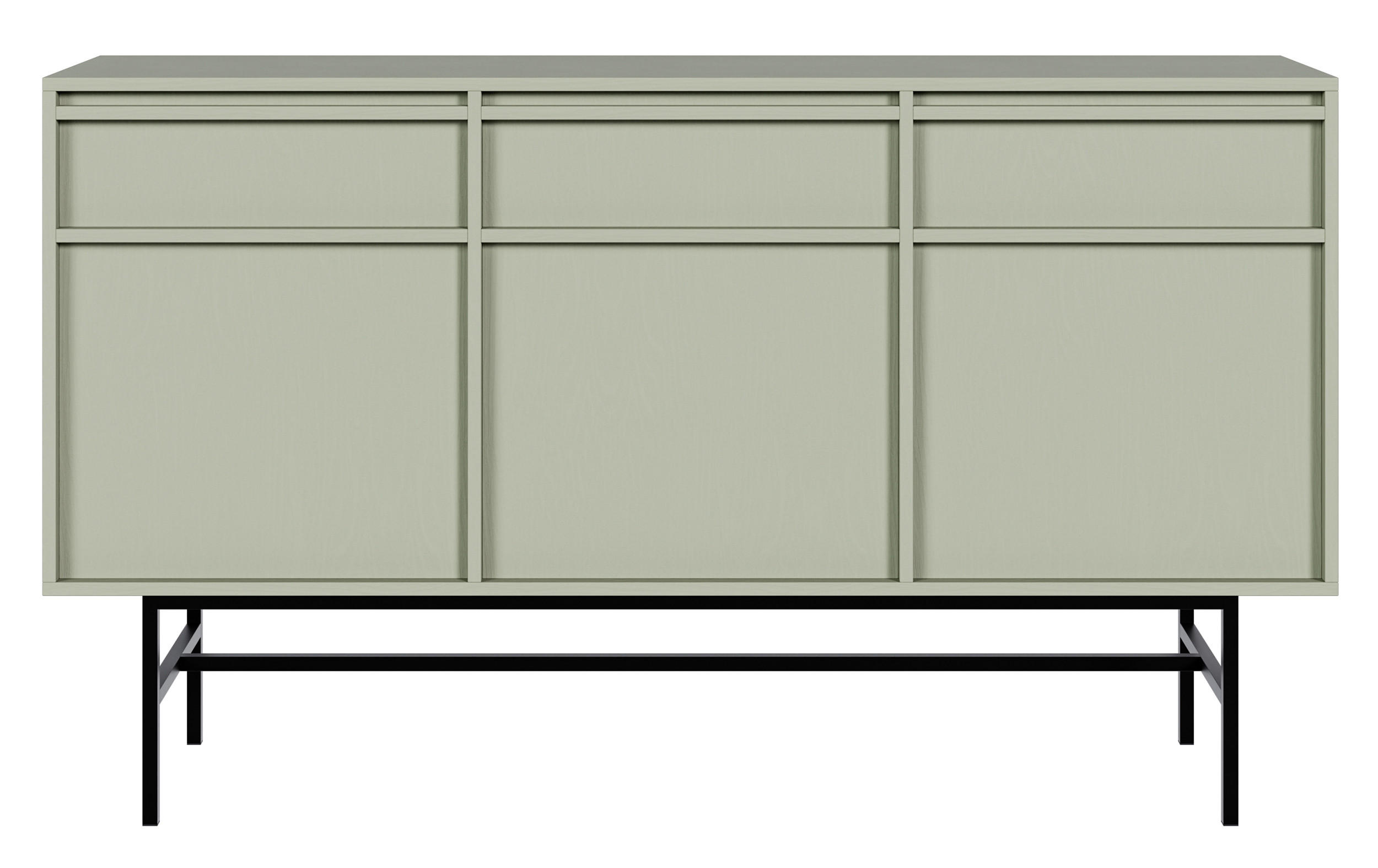 SIDEBOARD Evo Salbeigrün mit Metallgestell 154 cm - Salbeigrün/Schwarz, Holzwerkstoff/Metall (154/89/39cm) - Selsey