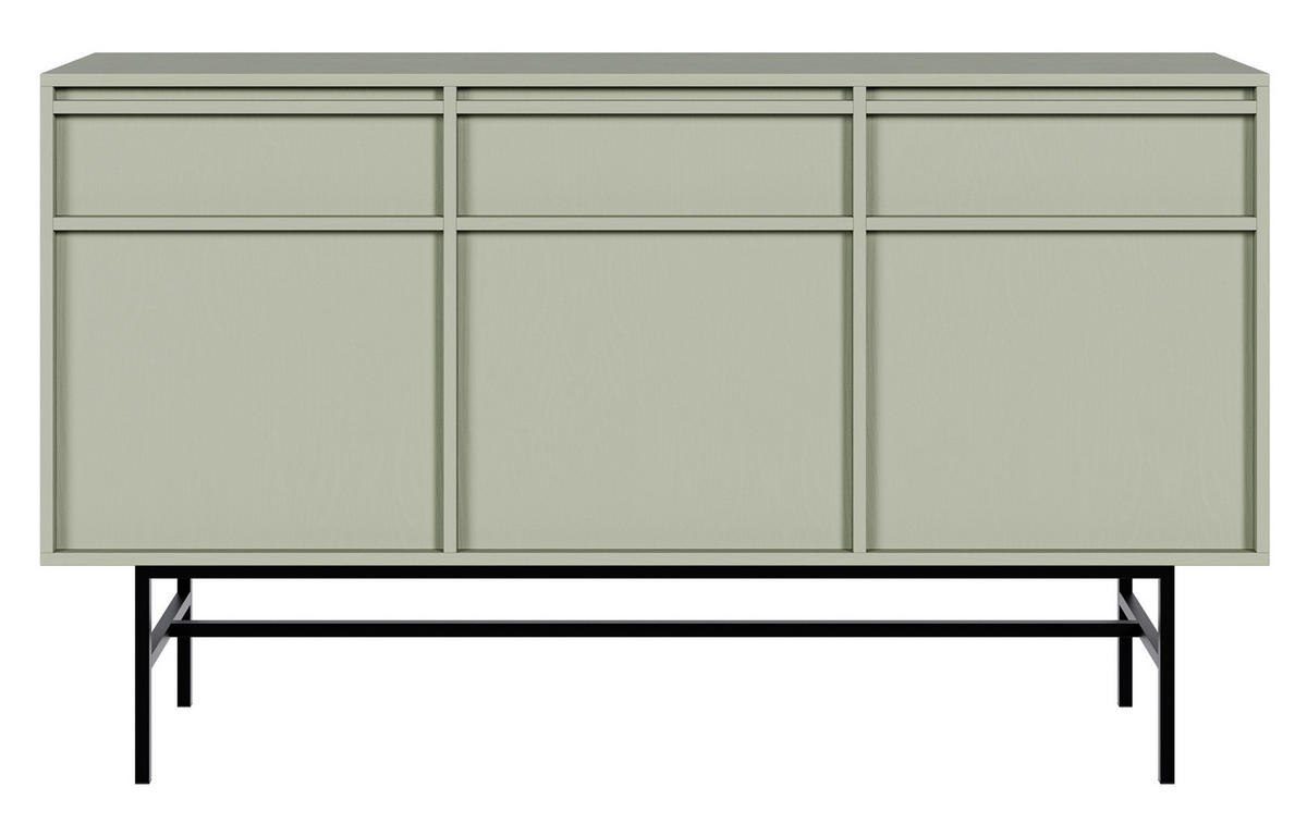 SIDEBOARD Evo Salbeigrün mit Metallgestell 154 cm - Salbeigrün/Schwarz, Holzwerkstoff/Metall (154/89/39cm) - Selsey