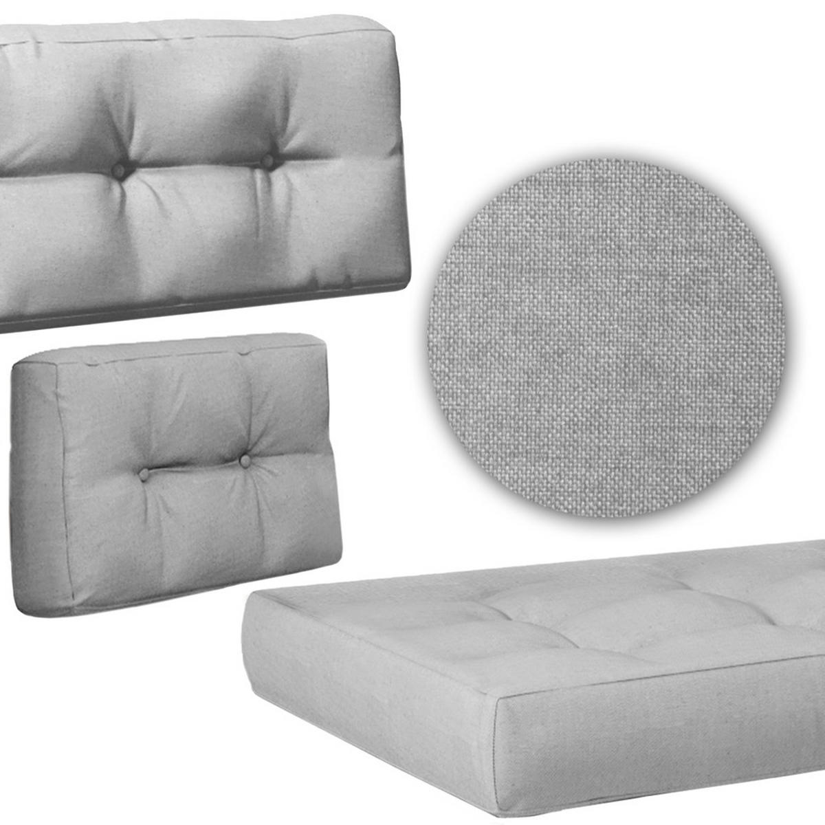 PALETTENKISSEN SET, Grau, 3 Teile - Grau, Textil (120/15/15cm) - Vicco