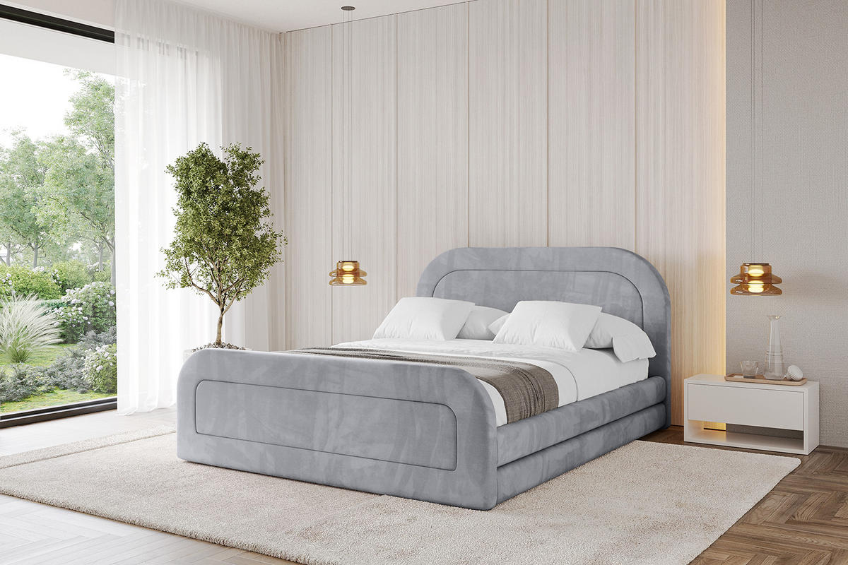 POLSTERBETT mit Bettkasten, Fußteil und Lattenrost, Boxbett mit Matratze H3/H4 - LERIS-Z 120x200 Hellgrau - Hellgrau, Holzwerkstoff/Textil (120/200cm) - ALTDECOR