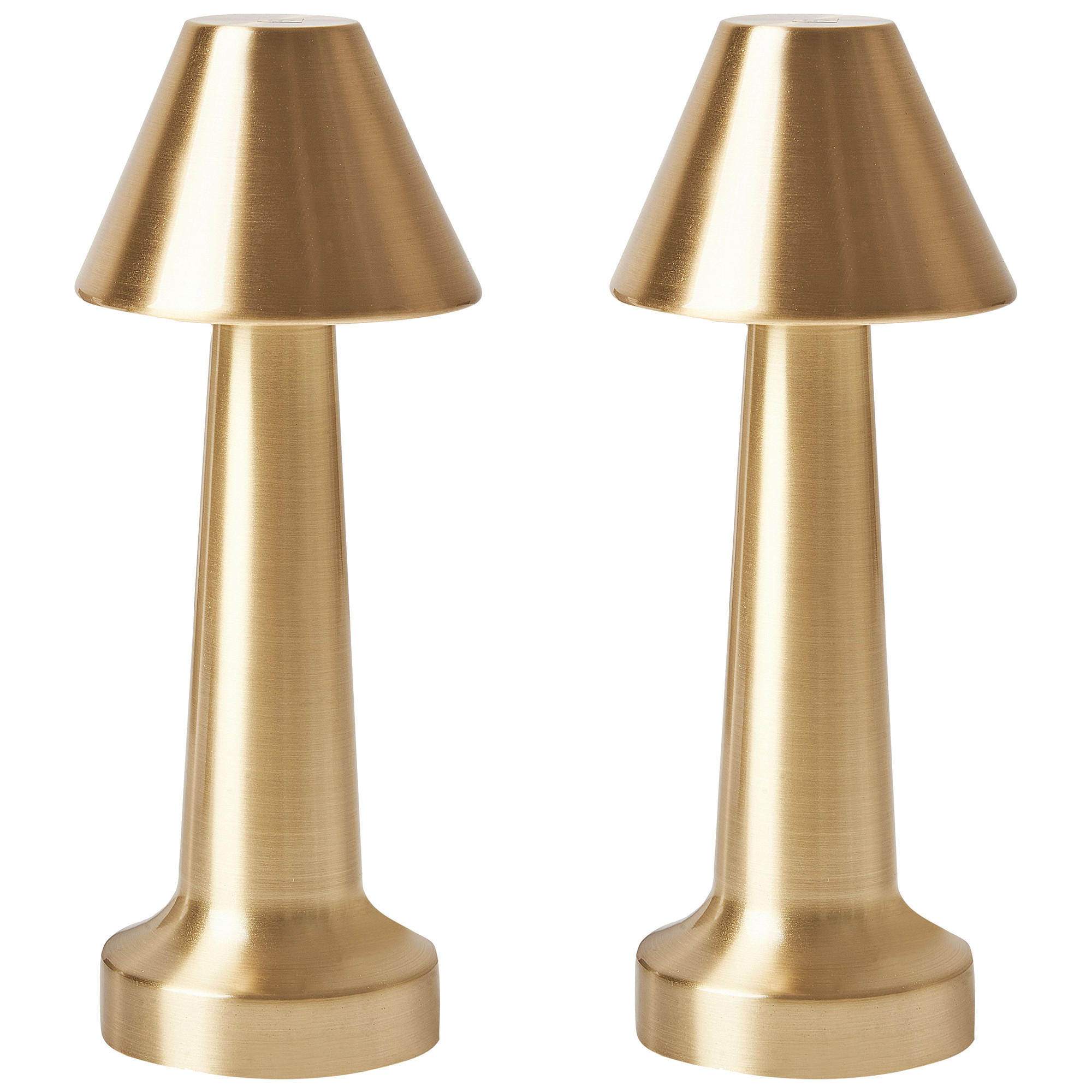 KABELLOSE LED Tischlampe 2er Set mit Dimmer Metall Gold Joanes - Goldfarben, Metall (9/9/24cm) - Beliani