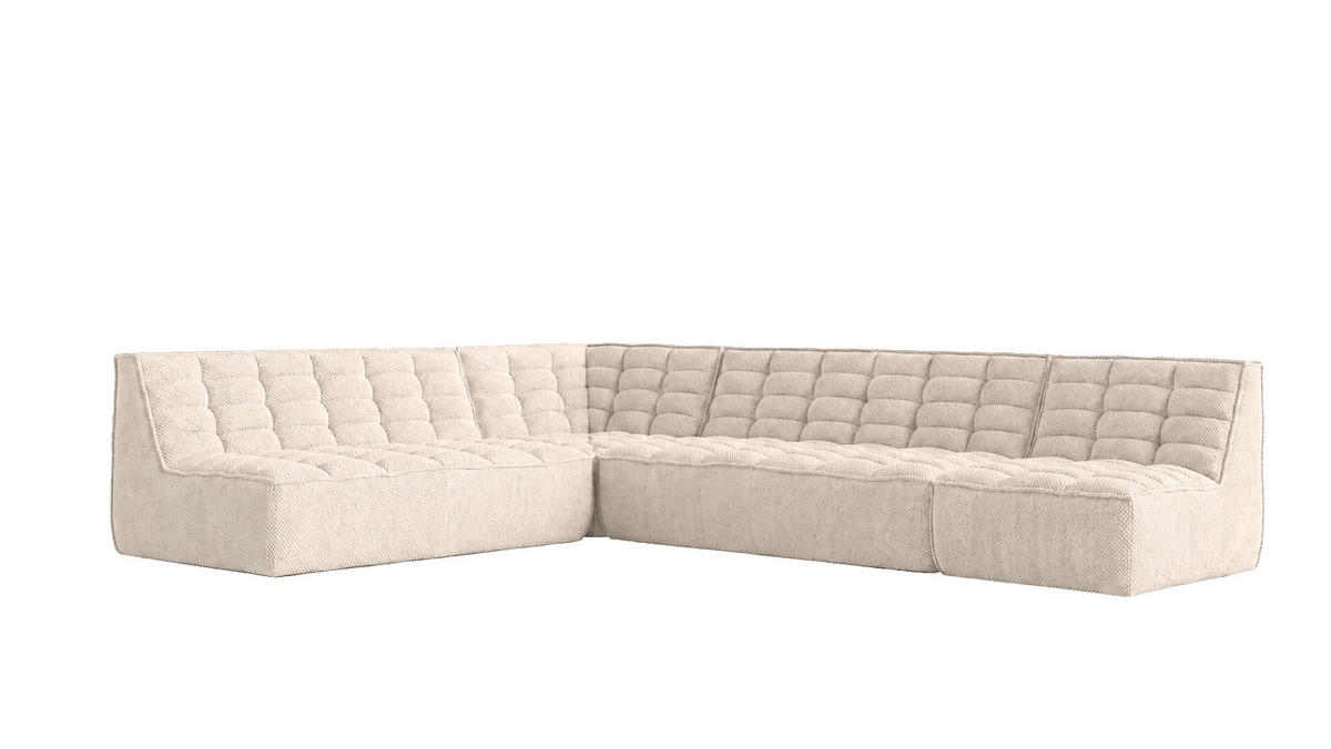 ROHOVÁ SEDAČKA modulární ve tvaru L, plyšová tkanina Pop, Krémová, Pravá strana, LAZY L - krémová, dřevo (333/253cm) - Kaiser Möbel
