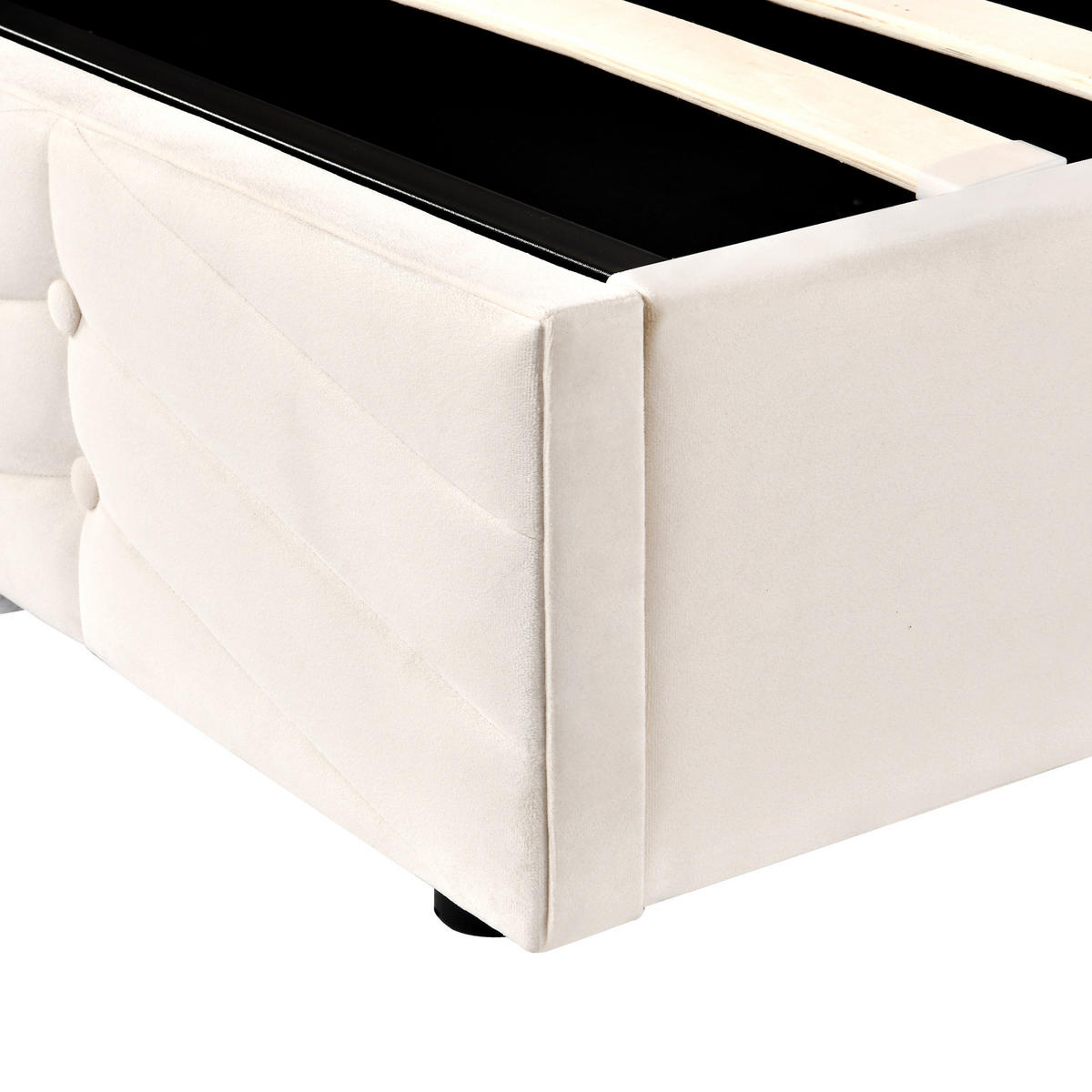 POLSTERBETT 140/190 cm Beige mit höhenverstellbarem Kopfteil und Lattenrost - Beige, Textil (140/200cm) - OKWISH