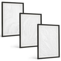 BILDER SET 3er Set - 40x60 cm Schwarzer Rahmen - Elegante Marmorstruktur - Schwarz, Kunststoff (40/60cm) - TULUP