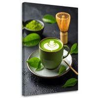 LEINWANDBILD Matcha-Tee 80x120cm - Grün, Textil (80/120cm) - Feeby
