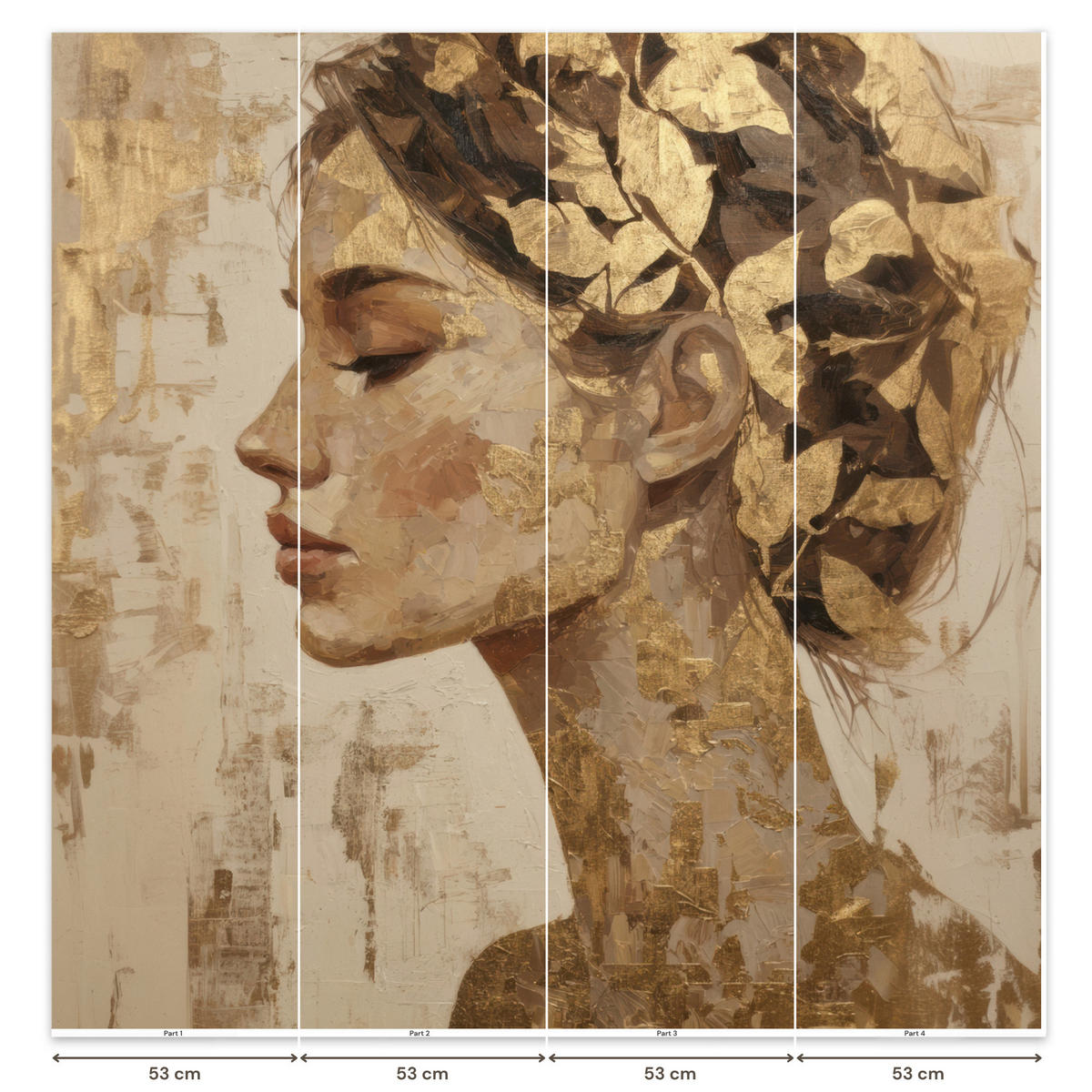 TAPETE - Frau - Gold - Abstrakt - Textur - 200x200 cm - Goldfarben, Papier (200/200cm) - OnlyWow