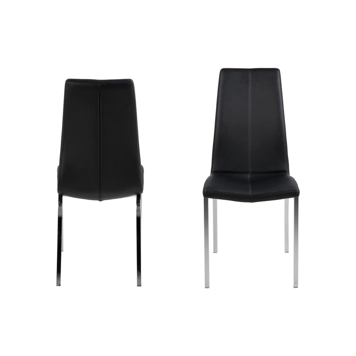 STUHL 4er-Set schwarz Kunstleder und Chrom Gestell - Schwarz, Holzwerkstoff (44/95/57cm) - ebuy24