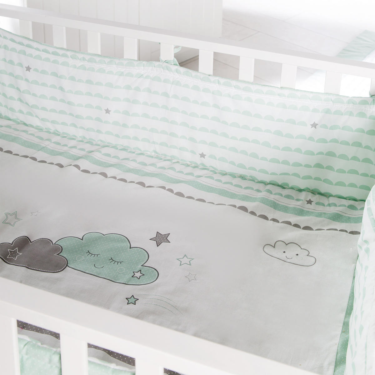 LAUFGITTEREINLAGE , Happy Cloud - Mintgrün, Textil (96/18/96cm) - Roba