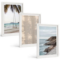 BILDER SET 3er Set - 40x60 cm Weißer Rahmen - Sommerlicher Sandstrand mit Meerblick - Weiß, Kunststoff (40/60cm) - TULUP