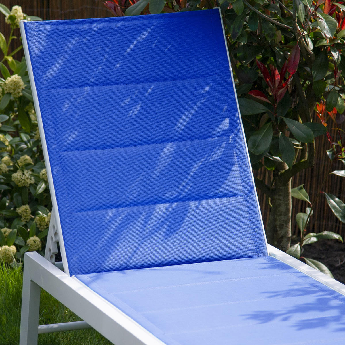 SONNENLIEGE Barbados Blau und Weiß - Blau, Metall (61/95/198cm) - Happy Garden