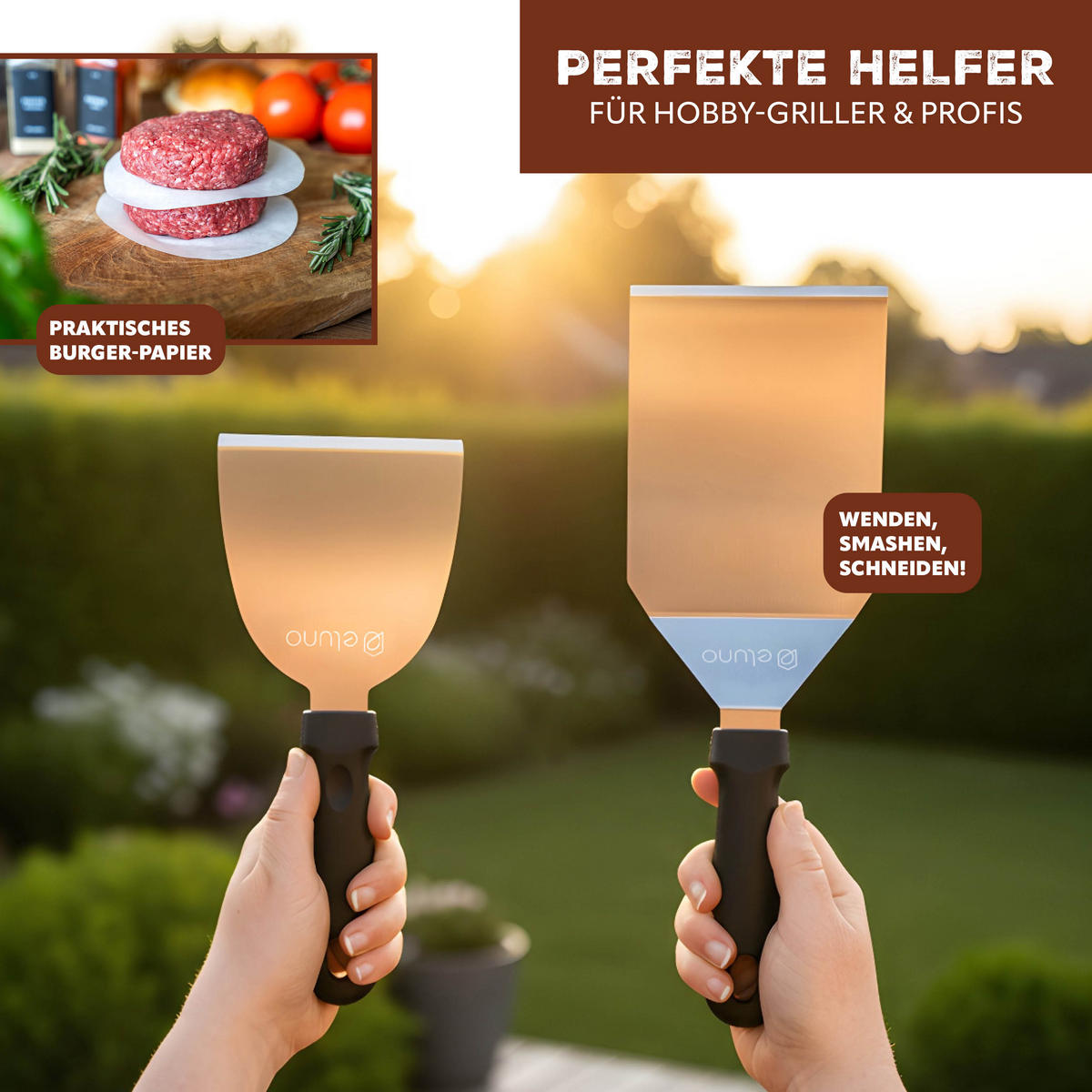 PLANCHA-SET aus Edelstahl - Edelstahlfarben, Metall (30/4/40cm) - eluno