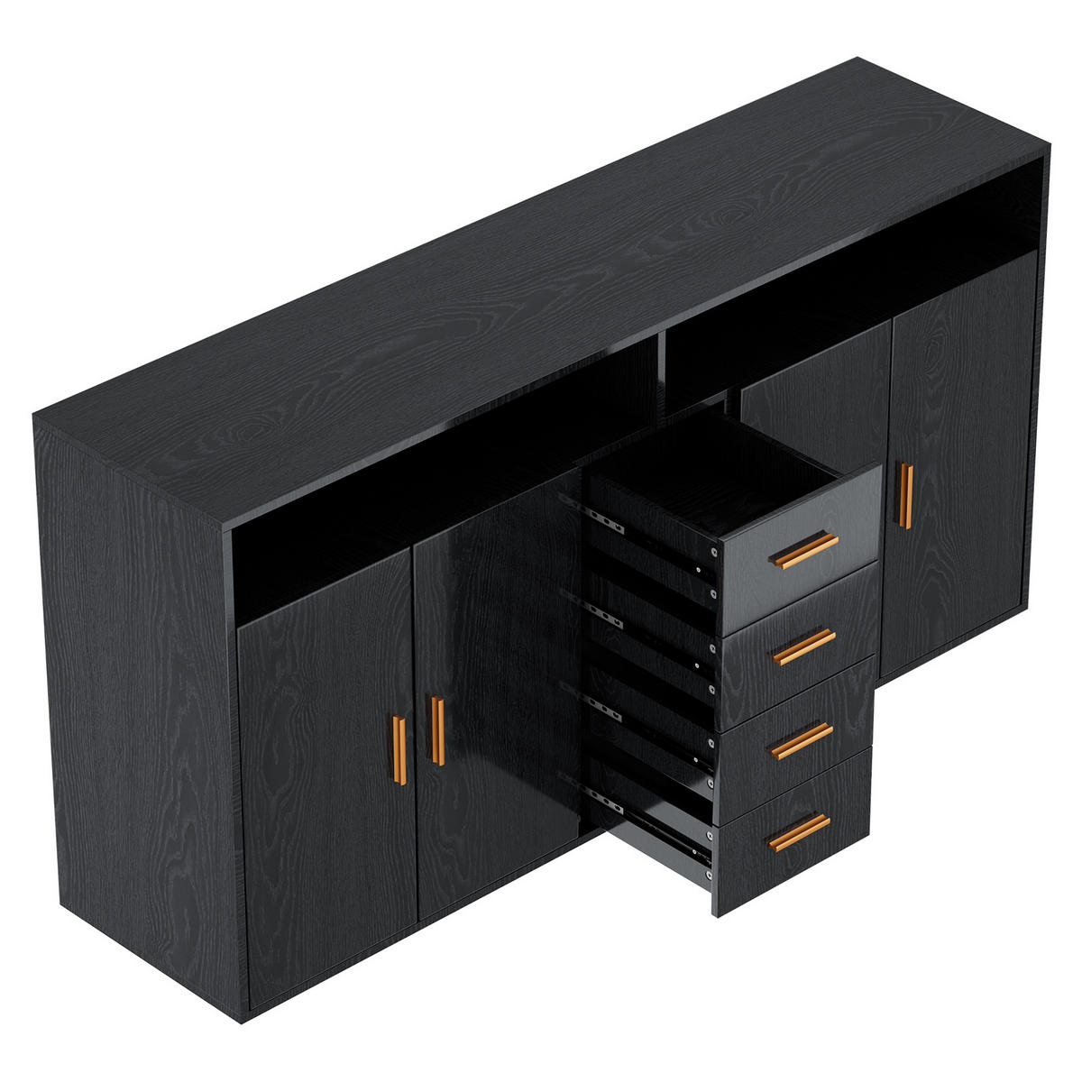 SIDEBOARD in 160/81/40cm - Schwarz, Holzwerkstoff/Metall (160/81/40cm) - HOMAVO