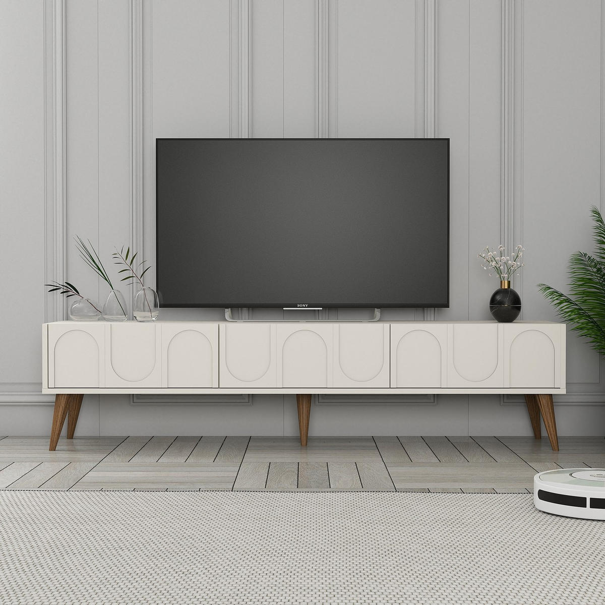 TV-MÖBEL lyon Weiß - Beige, Holz (35/44/180cm) - Habitat Garten
