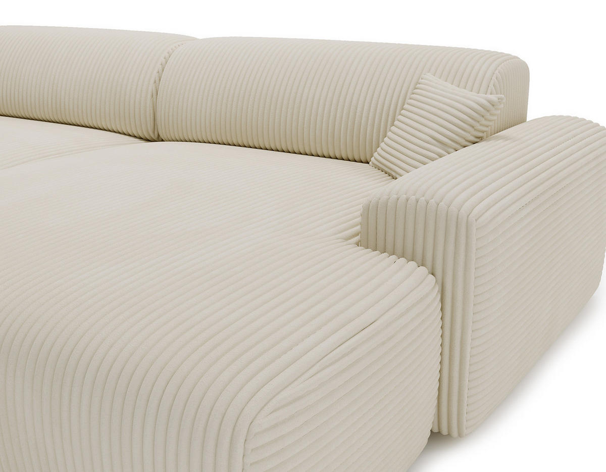 ECKSOFA mit Longchair - Cord - Beige/Schwarz, Kunststoff/Textil (284/178cm) - home24