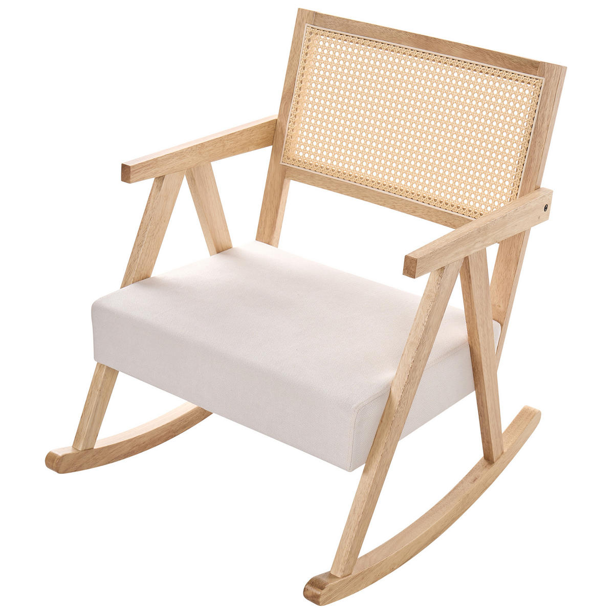 HOUPACÍ KŘESLO Dřevo Světle hnědé/Světle béžové Rya - hnědá/béžová, textil (65/79/78cm) - Beliani