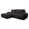 ECKSOFA Moon in L-Form mit Schlaffunktion und Bettkasten, Farbe: Schwarz, Bouclé-Stoff, Ottomane Links - Schwarz, Textil (136/260cm) - VENASI MÖBEL