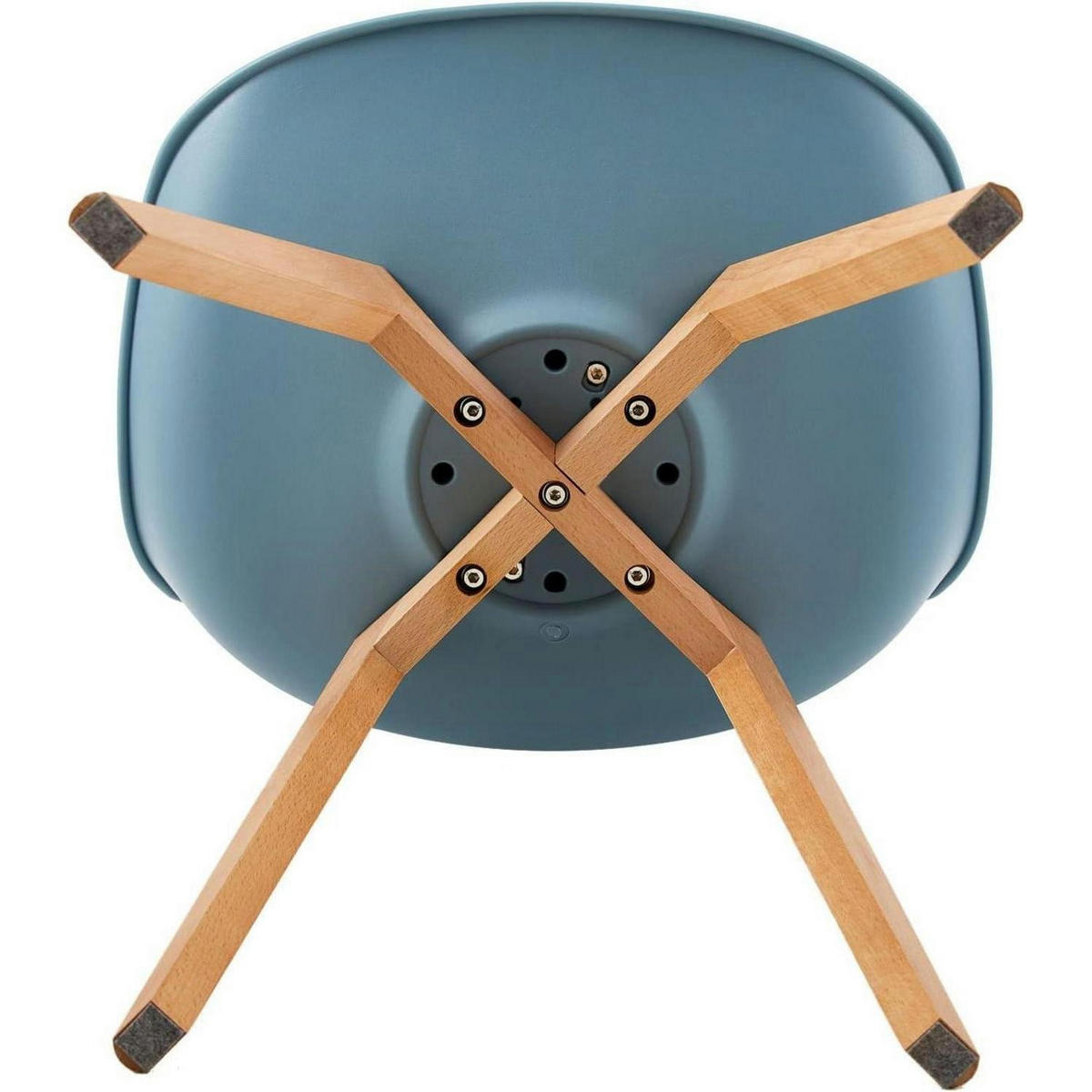 ESSZIMMERSTUHL 4er Set mit Massivholzbeinen und PU-Leder Morandi Lichtblau - Blau, Kunststoff (47.5/82/41cm)
