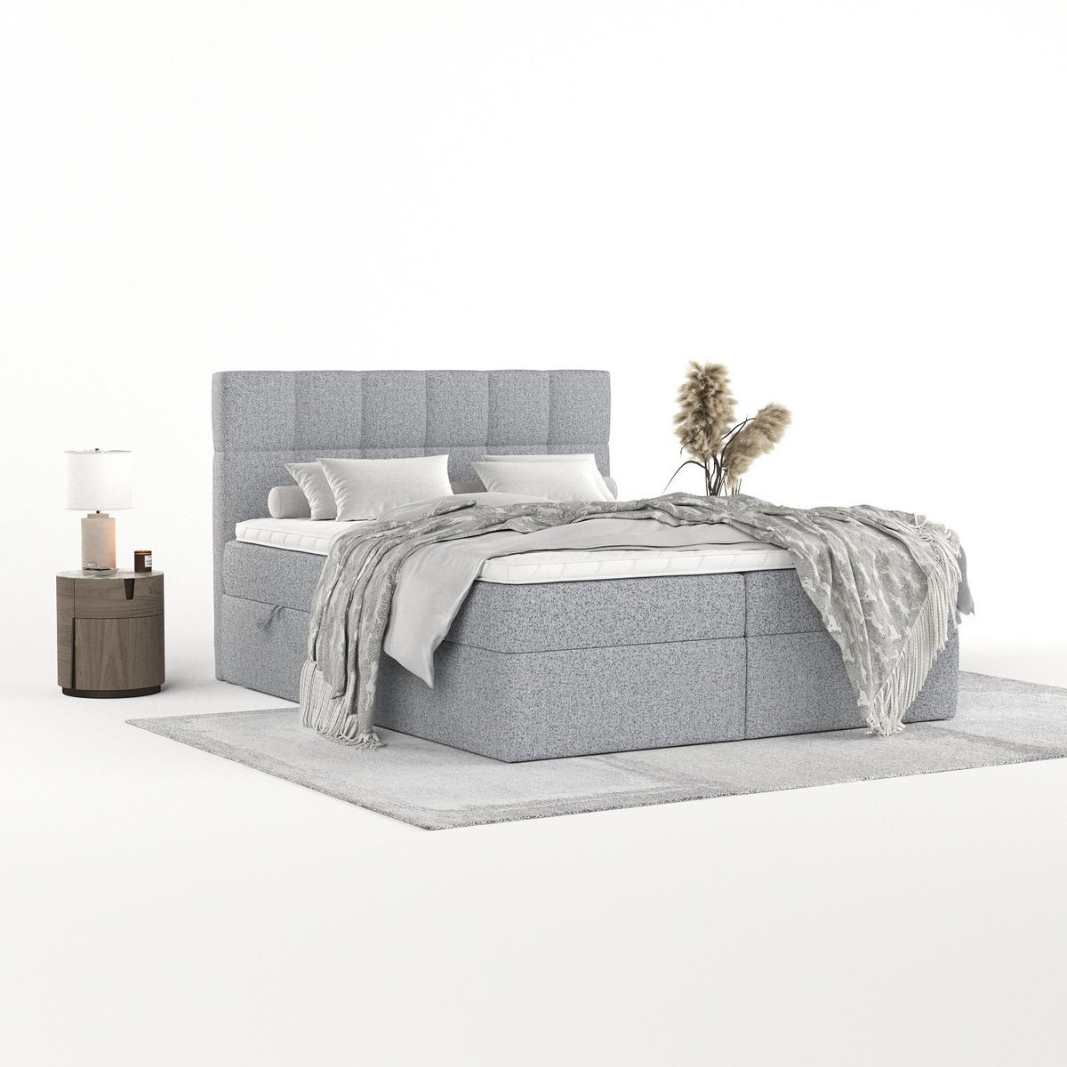 POSTEL BOXSPRING VARENO 200/200 Šedá - šedá/černá, kov/dřevo (200/200cm) - AltaBeds