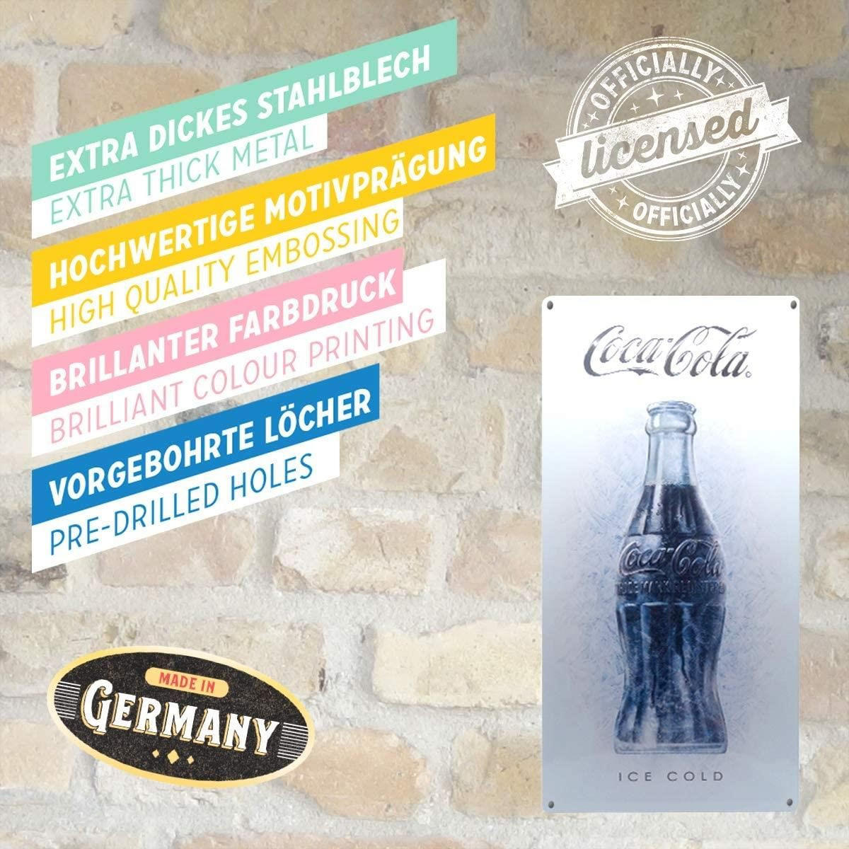 BLECHSCHILD 25/50 cm - Coca-Cola - Ice White - Multicolor, Metall (25/50/1cm) - Nostalgic-Art