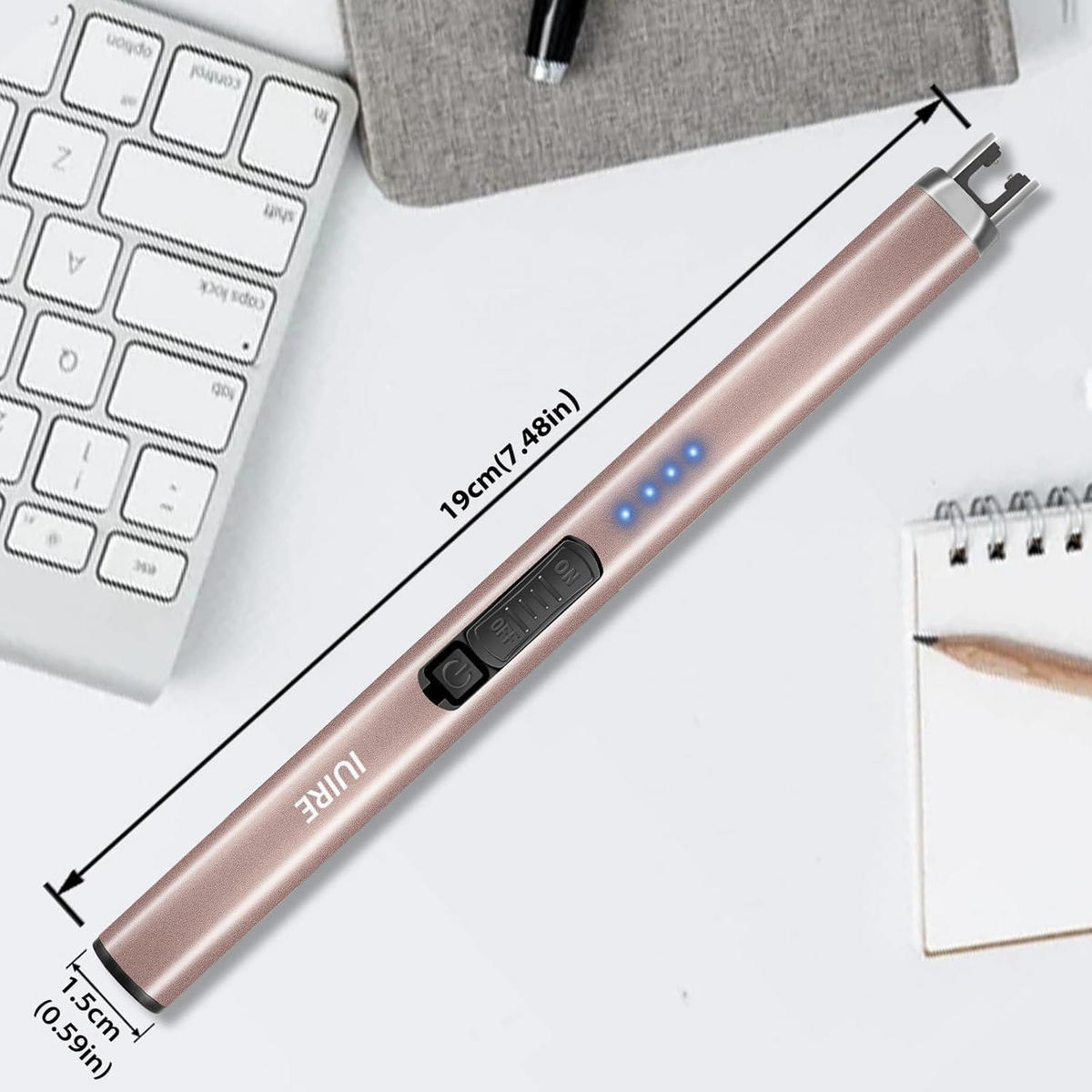 FEUERZEUG elektrisch wiederaufladbar mit Doppel-Sicherheitsschalter Schwarz/Roségold - Multicolor, Kunststoff (1.5/1.5/18.9cm)
