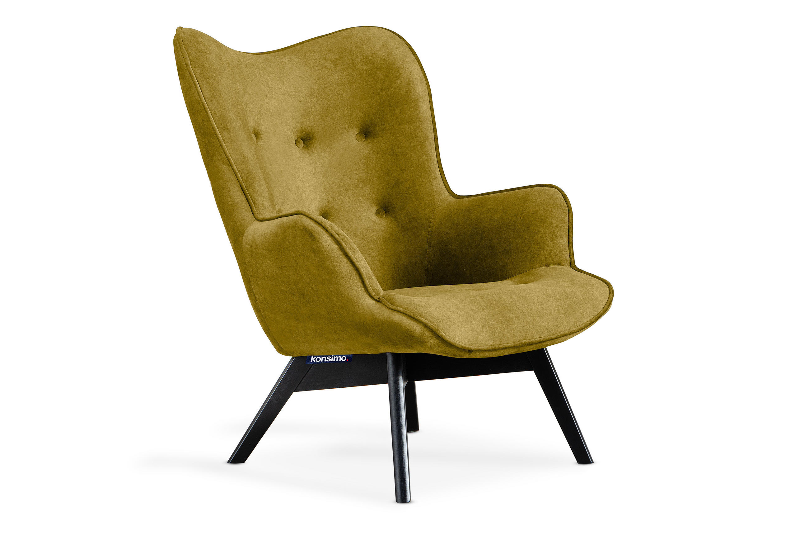 SESSEL GLORI mit Armlehnen, Gelb - Gelb/Schwarz, Holz/Textil (78/94/88cm) - KONSIMO®