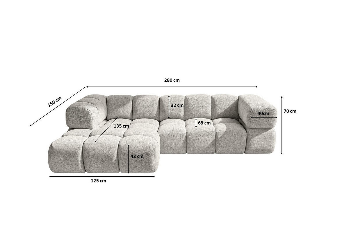 ECKSOFA L-Form Averro, stoff Puente, Hellgrau, Links - Hellgrau, Holz (280/150cm) - Kaiser Möbel