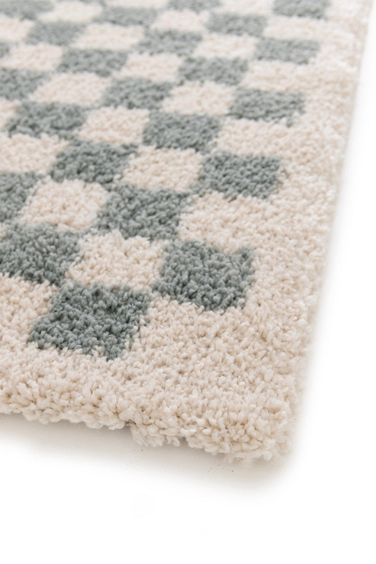 TEPPICH kariert langflorig weich voluminös grün - Grün, Textil (80/150cm) - AFK Living