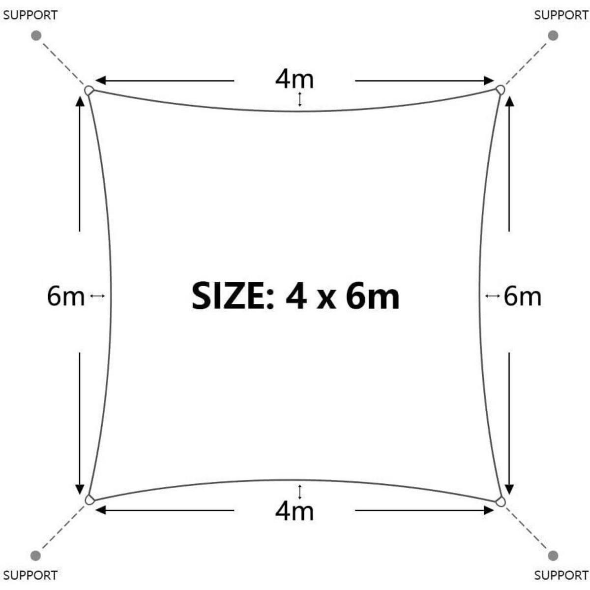 SONNENSEGEL Set wasserdicht 4 x 6 m Grau - Grau, Textil (100/100cm)