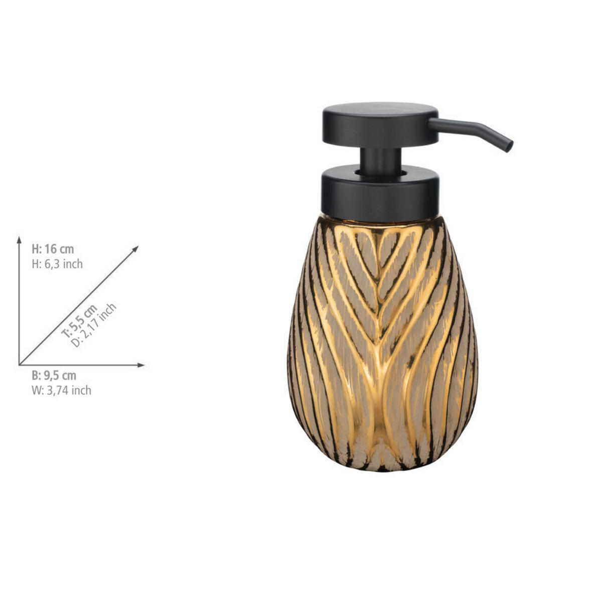 SEIFENSPENDER Irdo 330 ml 9,5/5,5/16 cm - Goldfarben, Keramik (5.5/16/9.5cm) - Wenko