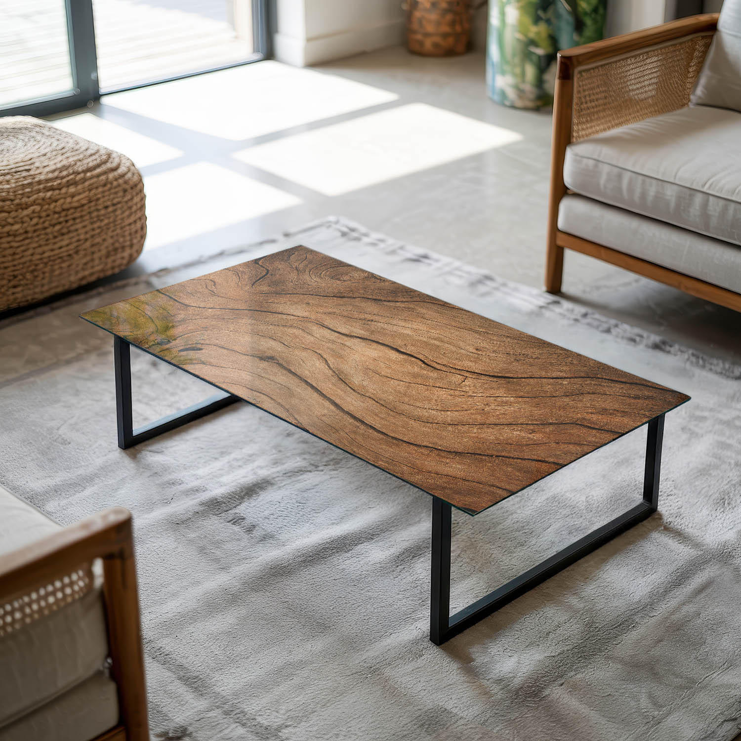 TISCHPLATTE 120x60 cm Naturholz Dekor - Braun, Glas (120/60/0.4cm) - TULUP