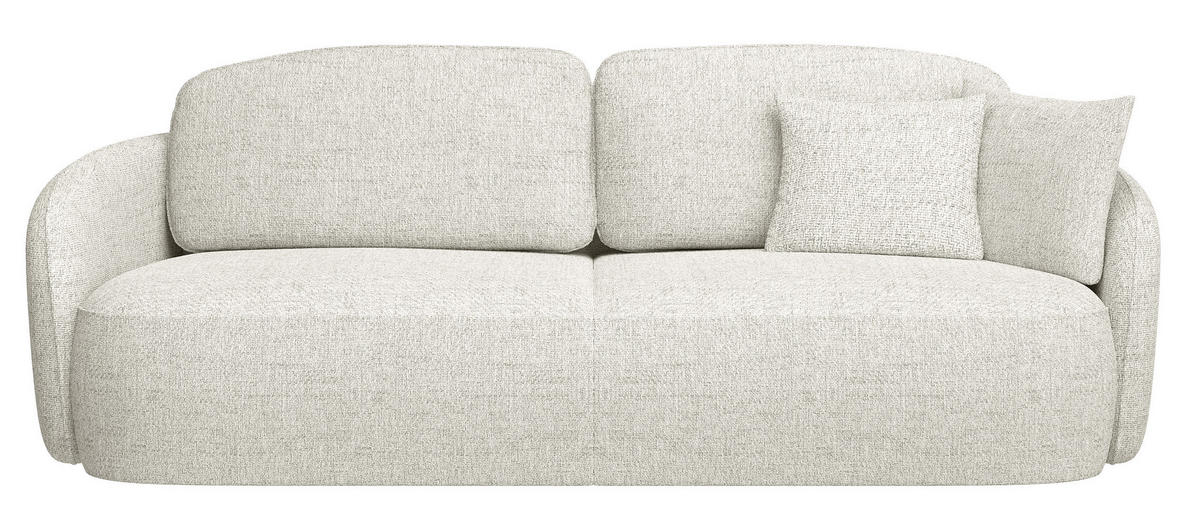 3-SITZER-SOFA Savoy Cremeweiß mit Schlaffunktion - Creme/Schwarz, Kunststoff/Textil (254/96/105cm) - Selsey
