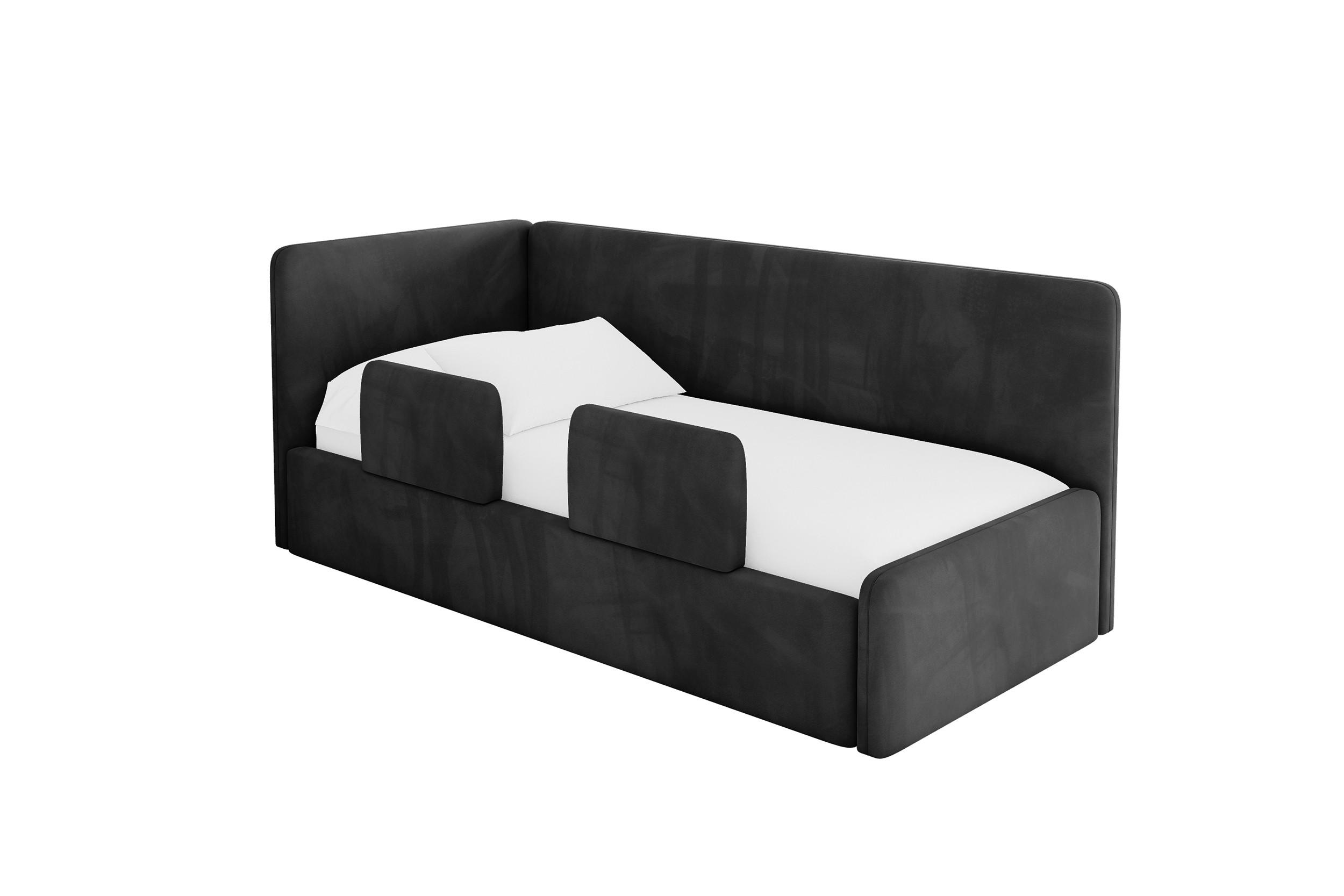 ALTDECOR JEDNOLŮŽKOVÁ POSTEL pro mládež s úložným prostorem a matrací H3/H4, vpravo - NORY 80x200 černá