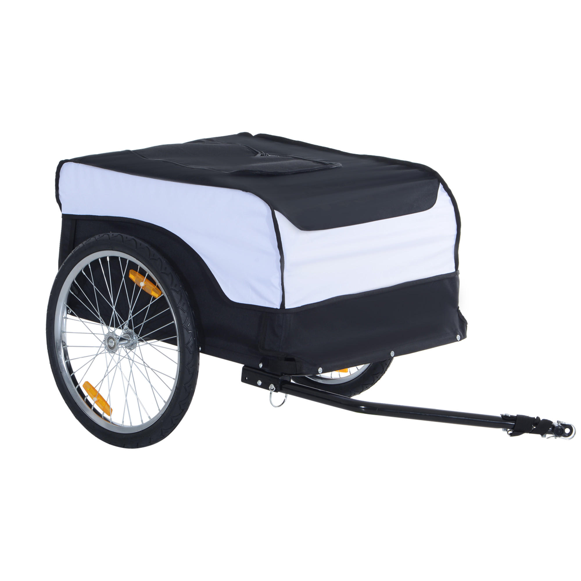 FAHRRADANHÄNGER, Stahl, Weiß/Schwarz, L140 x B77 x H65 cm - Weiß, Metall (77/65/130cm) - HOMCOM