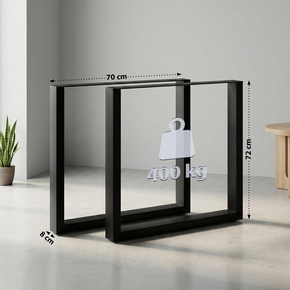 TISCHBEIN 2er Set Metall Schwarz - Schwarz, Metall (70/72/8cm) - CLP