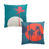 DEKOKISSEN 2er-Set Palmen Abendsonne Duo 50/50 cm - Türkis, Textil (50/50cm) - Bilderwelten