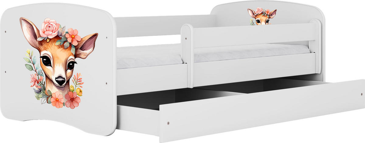 KINDERBETT Emily mit Schublade und Matratze, Weiß 70x140 cm - Dunkelorange/Weiß, Holzwerkstoff (140/70cm) - WFL GROUP